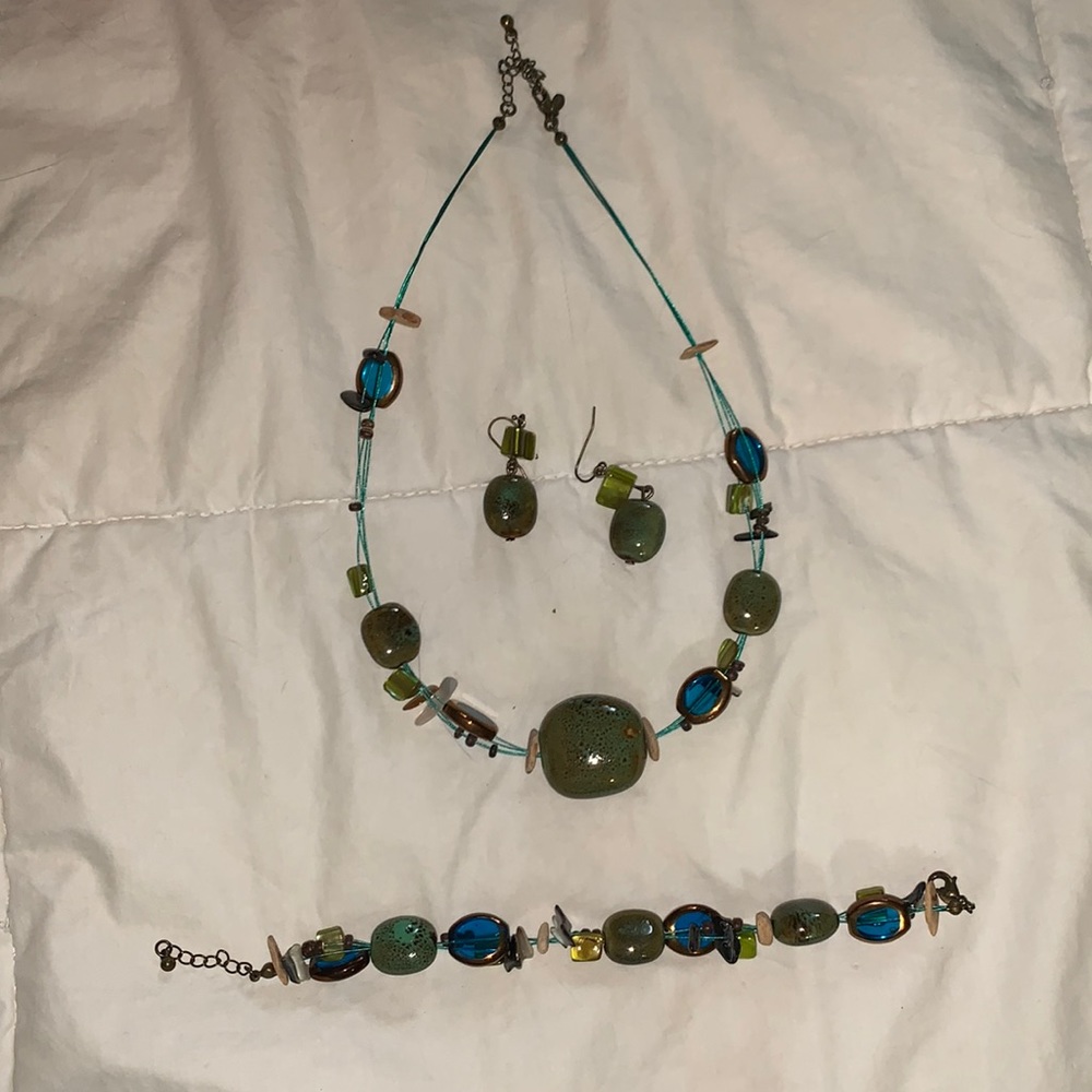 Necklace, earring and bracelet combo